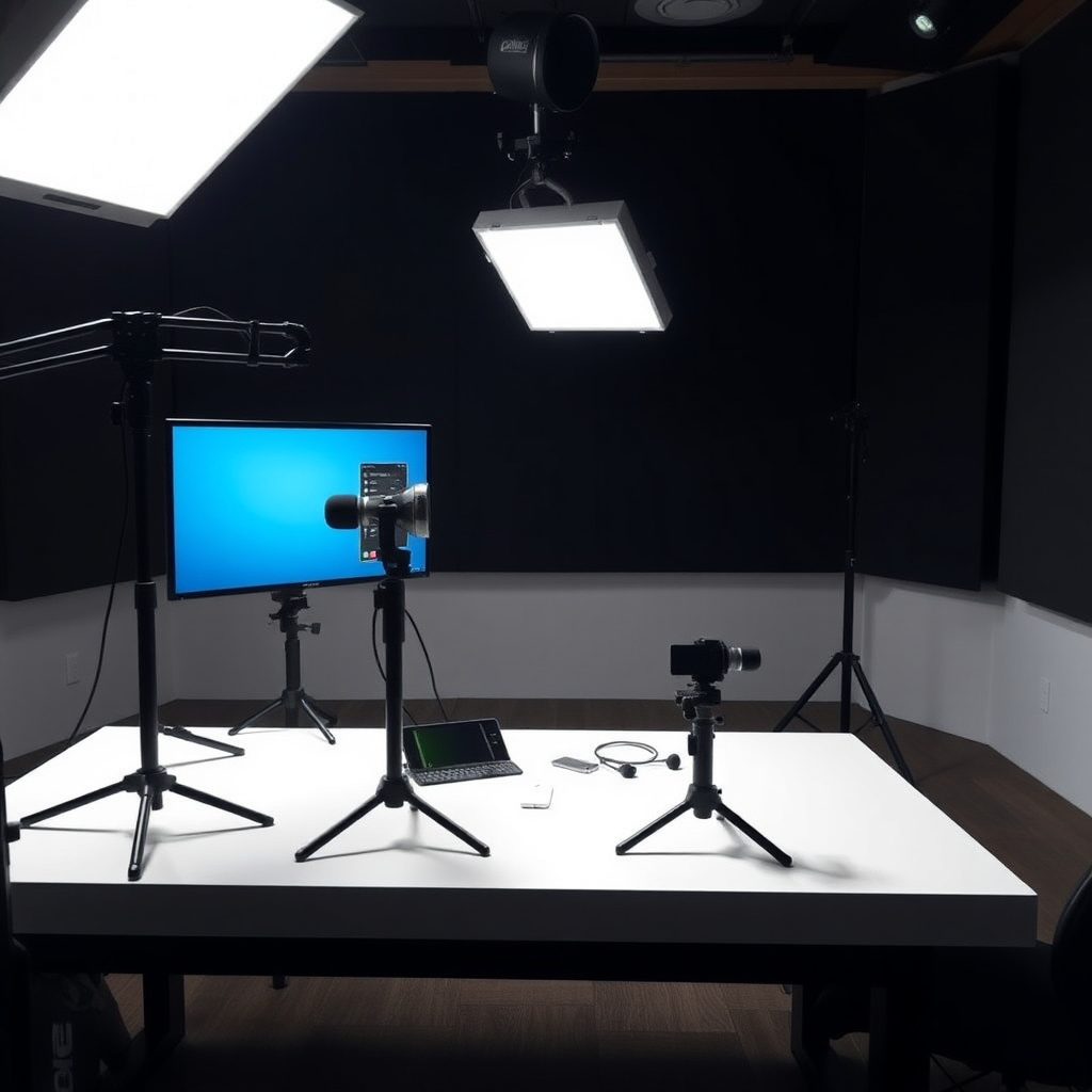 Professional studio setup for tech review